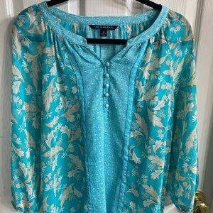Zac & Rachel Turquoise Floral Peasant Tunic